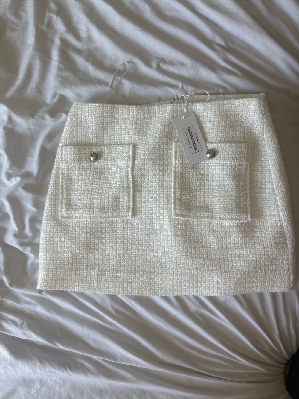 Reformation Aurella Skirt/White Tweed Pocket Mini - Picture 2 of 4